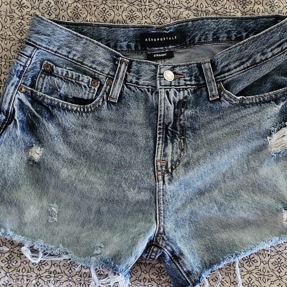 Aeropostale Light Blue Distressed Jean Shorts
